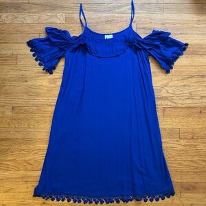 Gorgeous Blue Cold Shoulder Spaghetti Strap Dress